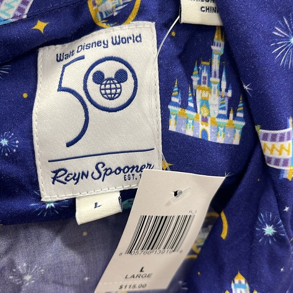 NWT Disney World 50th Anniversary Adult Button Up Shirt-All 4 Parks/Adult Large - Picture 2 of 4